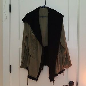 Free People Drawstring Hooded Peplum Jacket